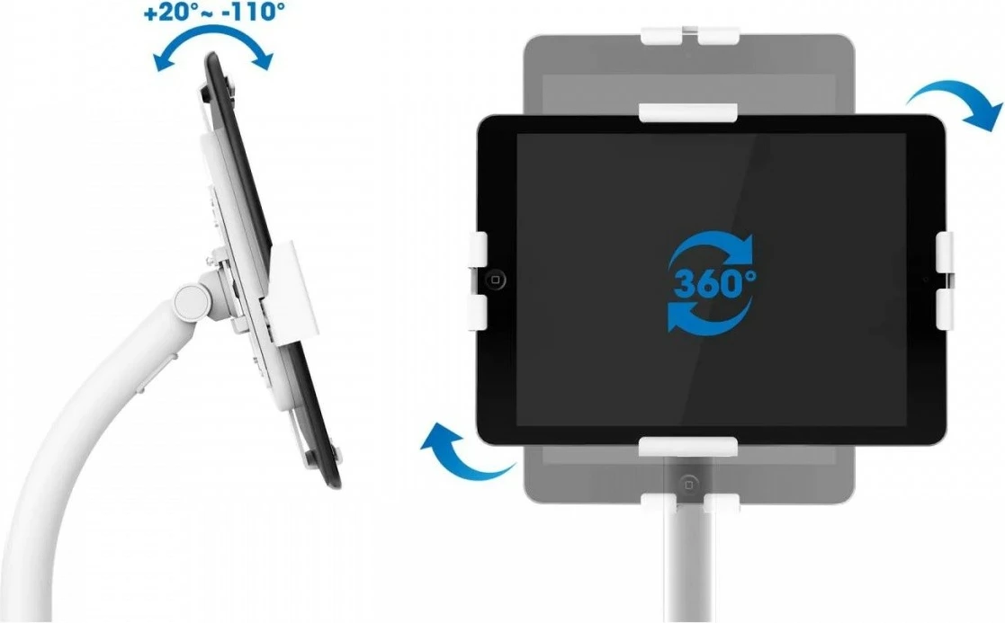 Stojalo za tla za tablico 7,9–11" Techly 406345, belo, z varnostnim ključem