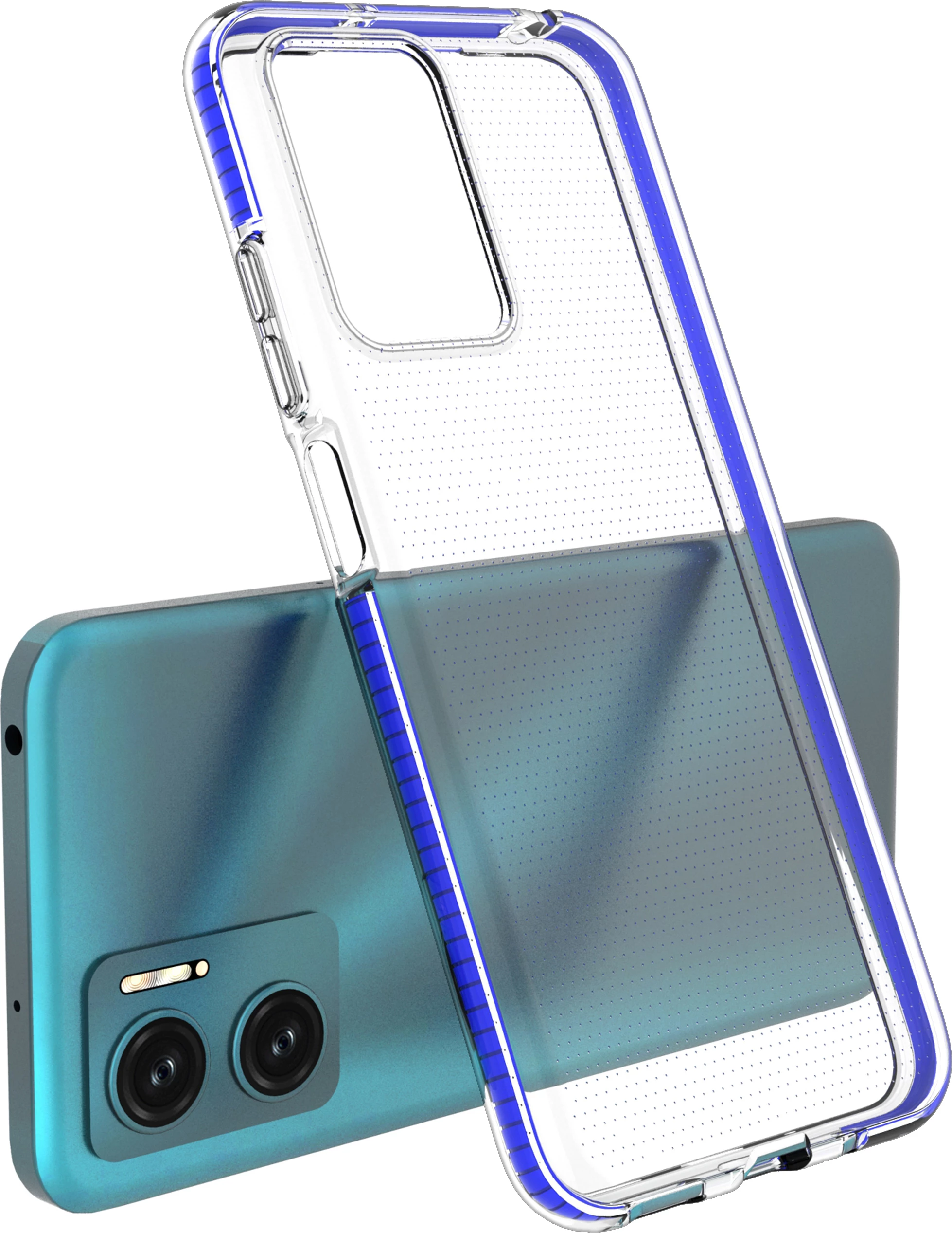 Prosojen ovitek za telefon, modri okvir, TPU Hurtel Spring Case za Xiaomi Redmi 10