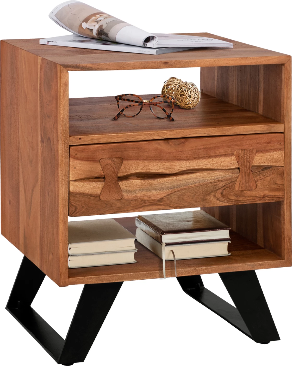 Nočna omarica iz masivnega akacijevega lesa, Fansi FH8473.11