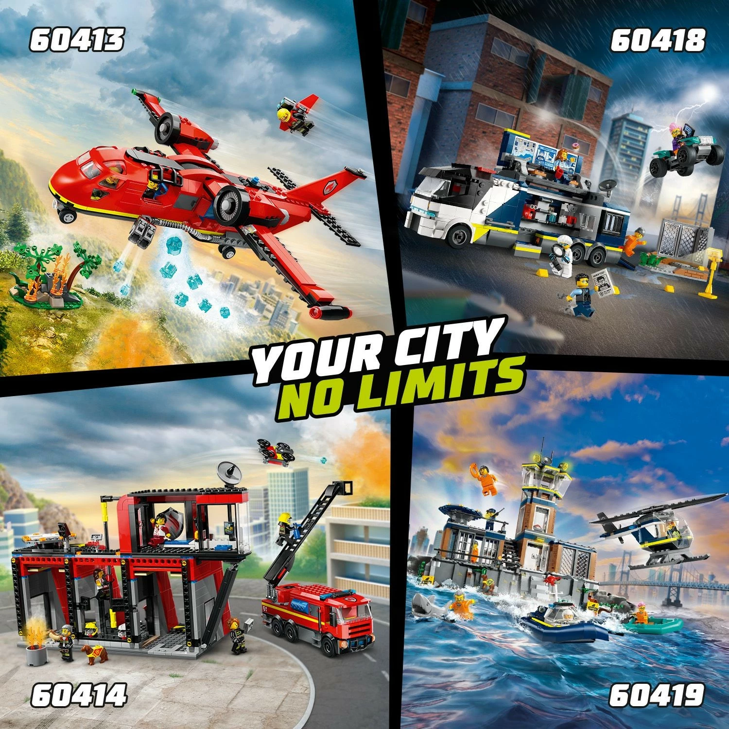 Set za gradnjo gasilske postaje z gasilskim tovornjakom LEGO City 60414, 843 kosov, večbarven