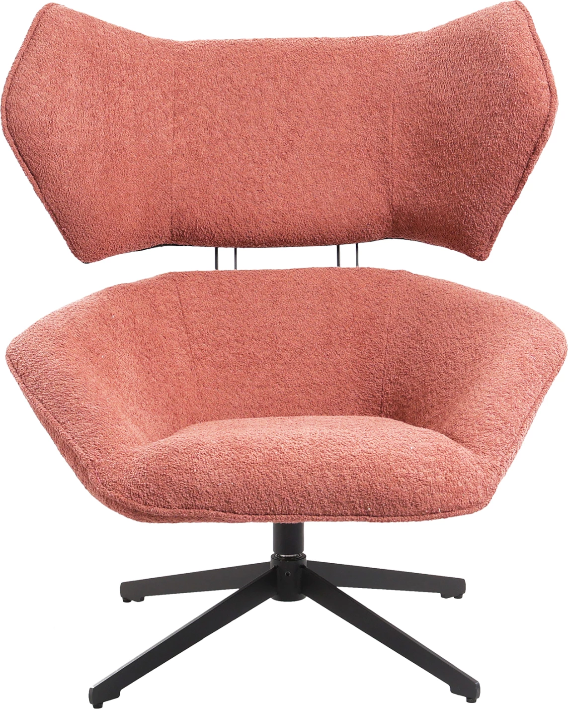 Vrtljivi naslanjač BRYLL FH9597.02 roza boucle-črna kovinska osnova 86x90x97Hcm