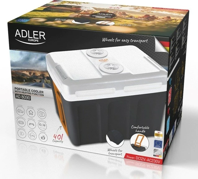 Prenosni hladilnik 40 L, Adler AD 8090, črno/bel
