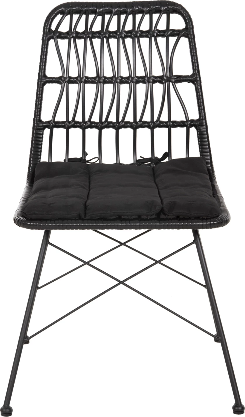 Vrtni stol ALLEGRA FH5453.12 kovina-blazina-pletenina v črni barvi 52x52x83.5Hcm