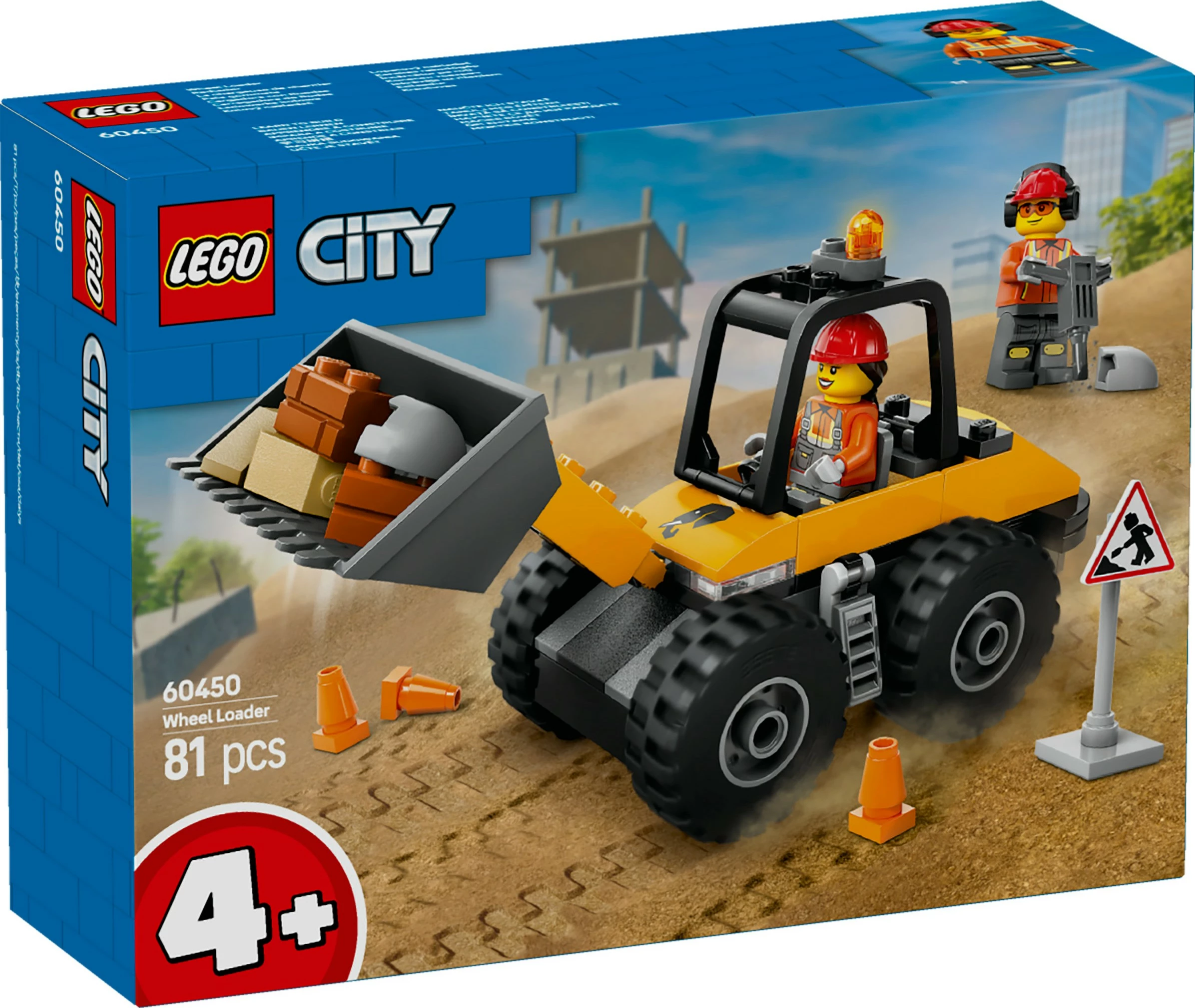 Gradbeni set z gradbenim nakladalcem LEGO City 60450, 81 kosov, večbarven
