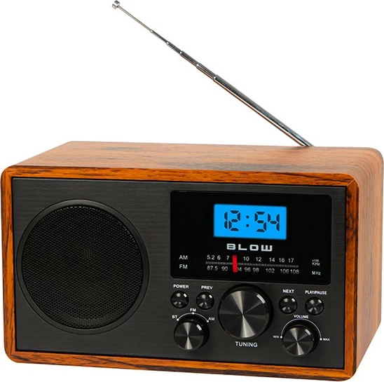 Prenosni radio RA9 V.2, BLOW, AM/FM, Bluetooth, USB, microSD, črno/rjava