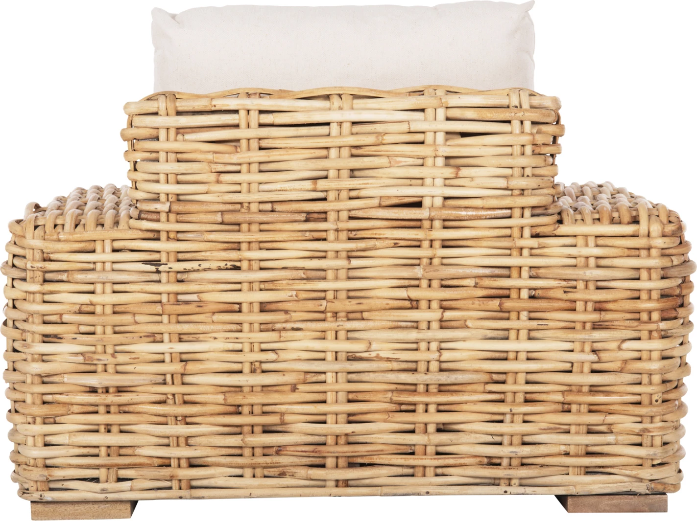 Zunanji ležalnik TROPEL FH9810 iz mangovega lesa in ratana naravno-bela z blazinami 110x88x70-85H cm