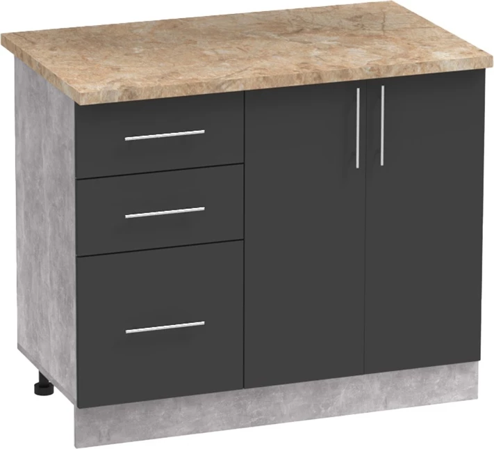 Kuhinjski element Festa I, melamin, temno siva in sonoma, delovna plošča 100x60x85 cm