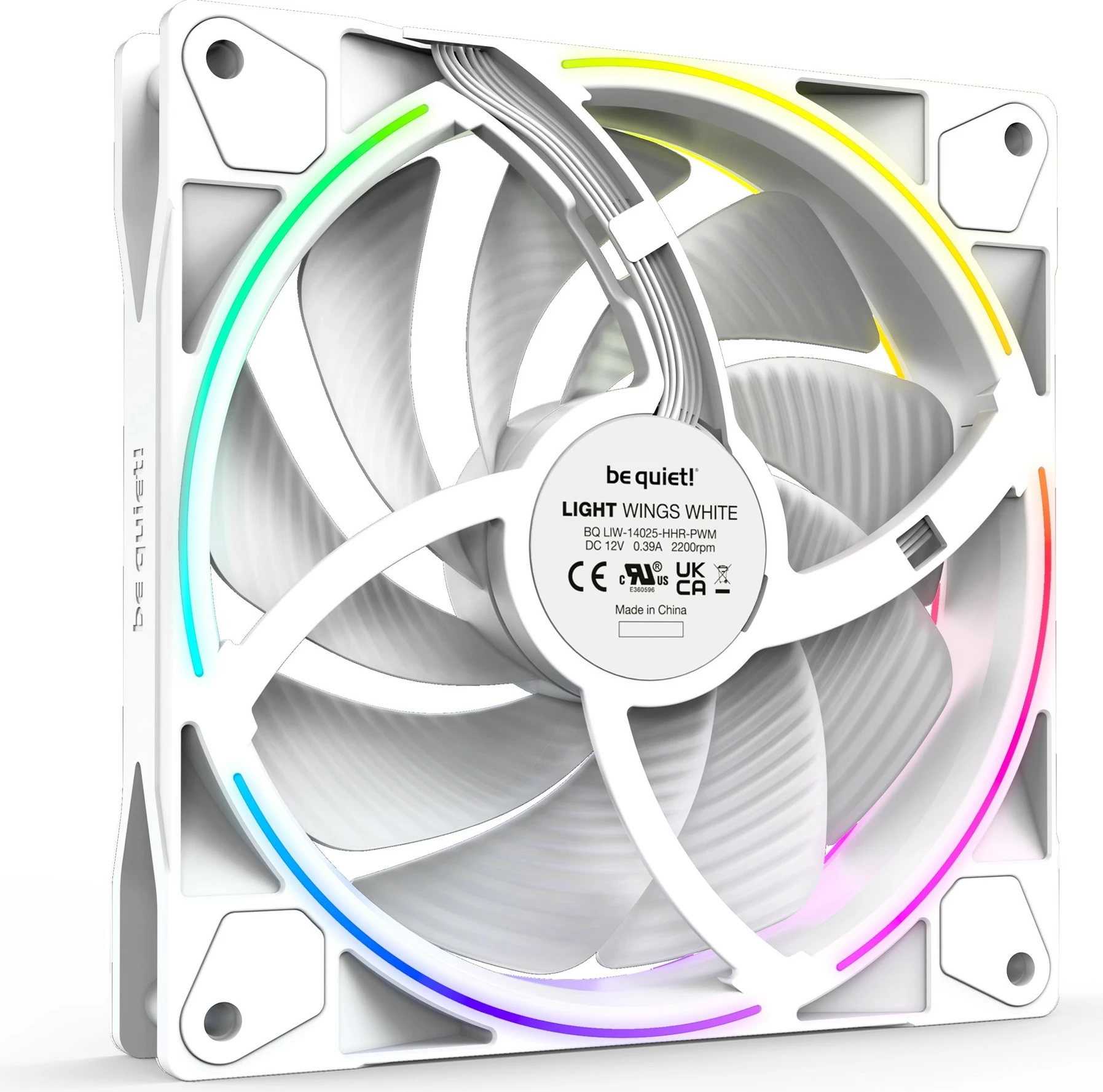 Ventilatorji za ohišje LIGHT WINGS 140 mm PWM, komplet 3, belega, Be Quiet!