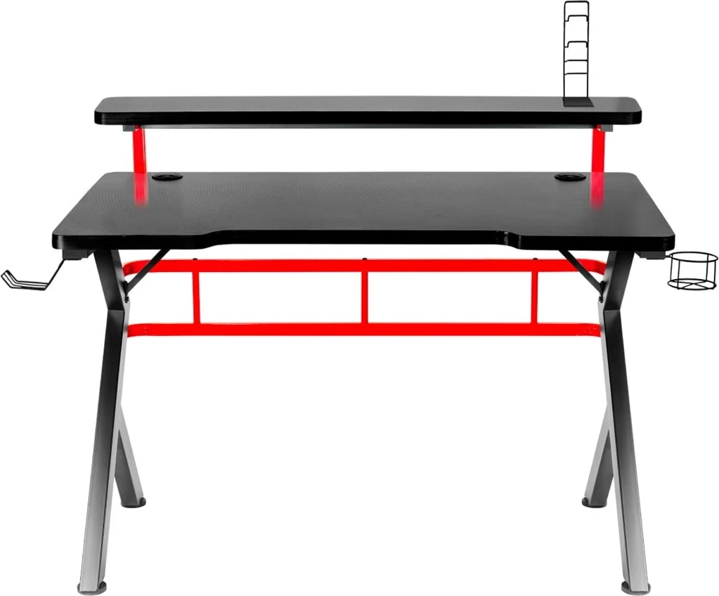 Gaming miza z ogljikovimi Huzaro Hero 5.0, črno/rdeča