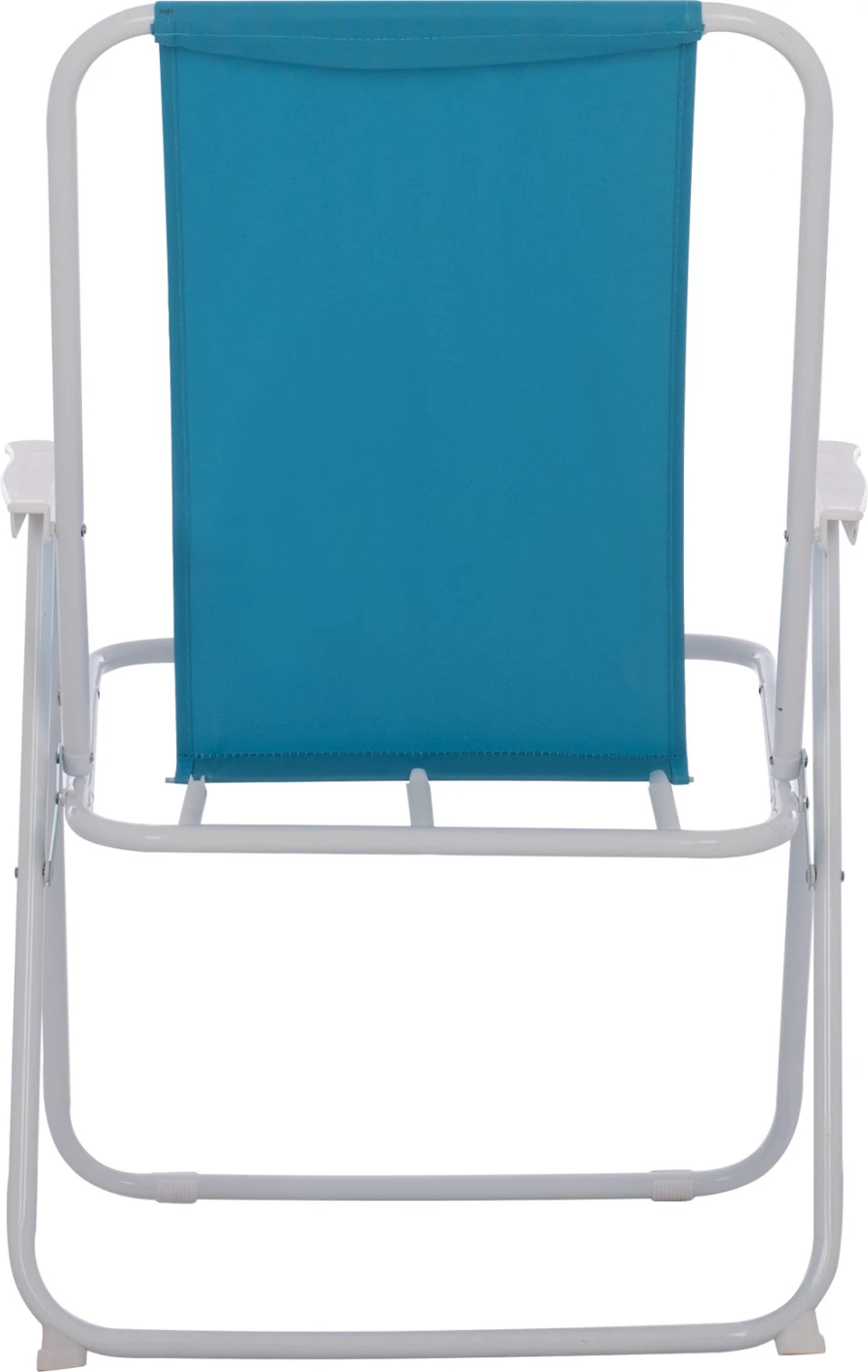 Plažni stol z visokim naslonom Zložljiv svetlo moder FH5148 Kovinski