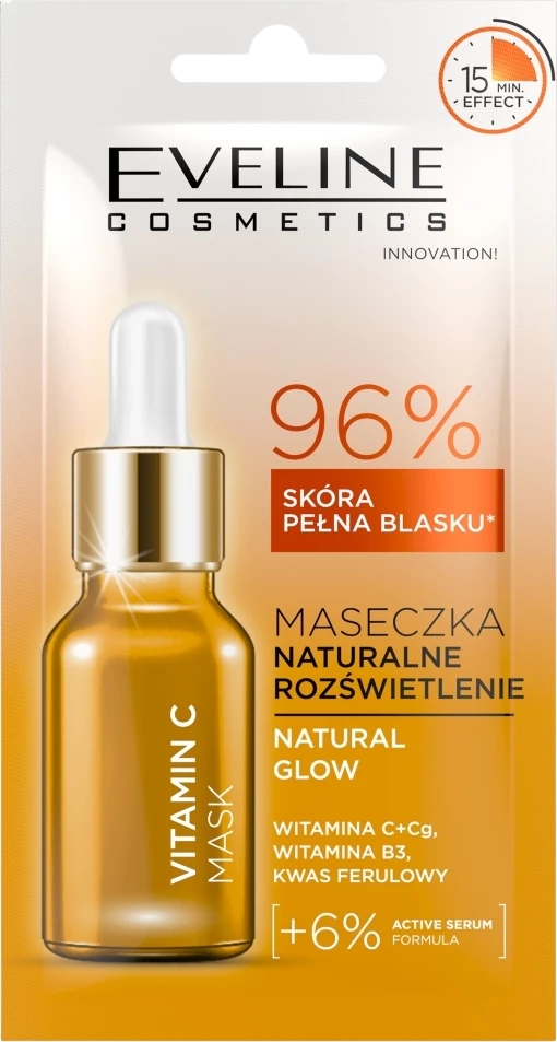 Naravna osvetlitvena maska Eveline Cosmetics Vitamin C Mask, 8 ml