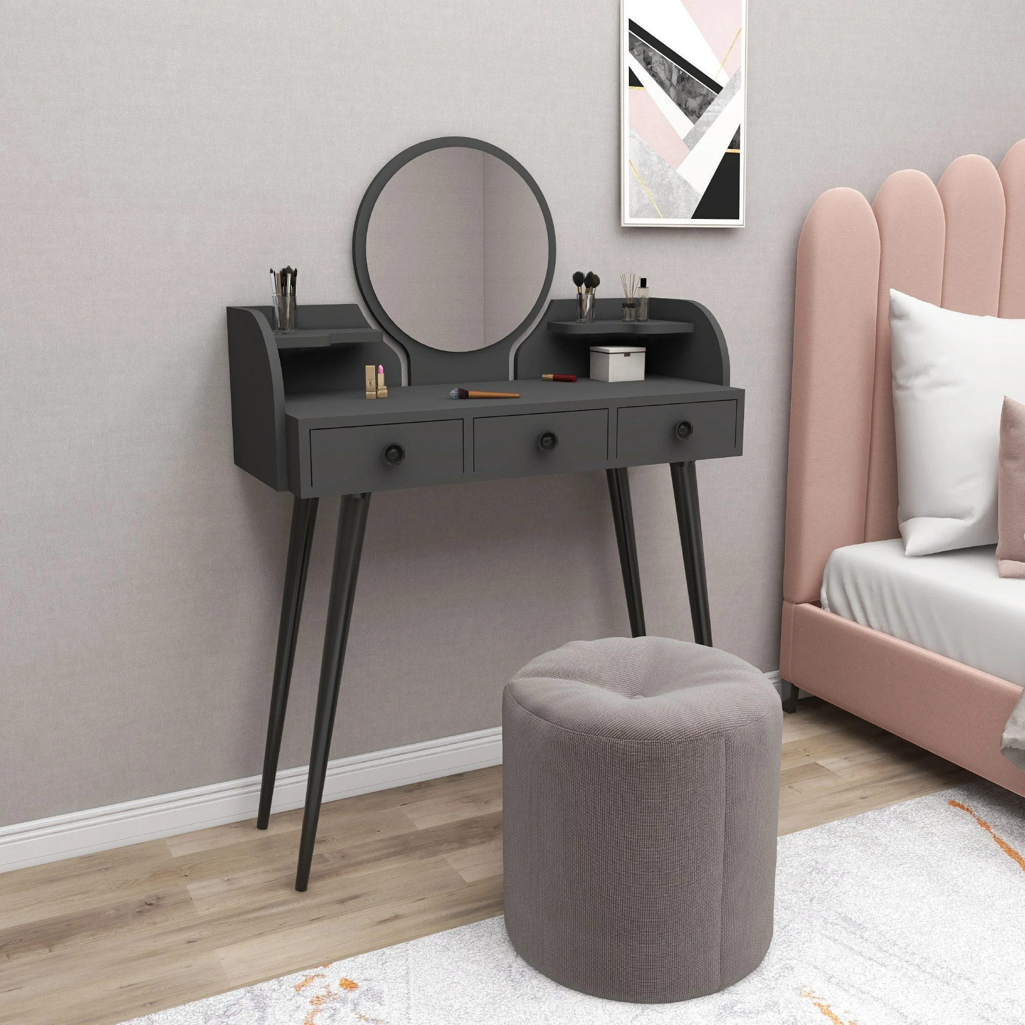 Eleganten toaletni mizica Hanah Home, Antracit