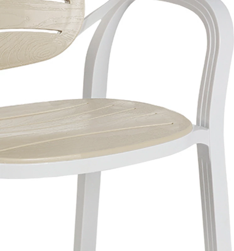 Stol z naslonjali Gentle Pakoworld, PP, bela-kapučino