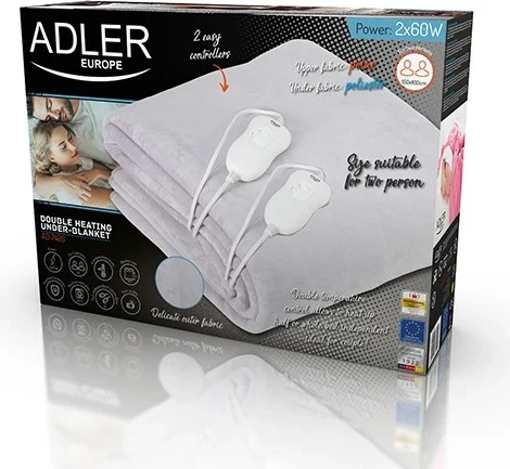 Električna odeja, Adler AD 7426, 60 W, siva
