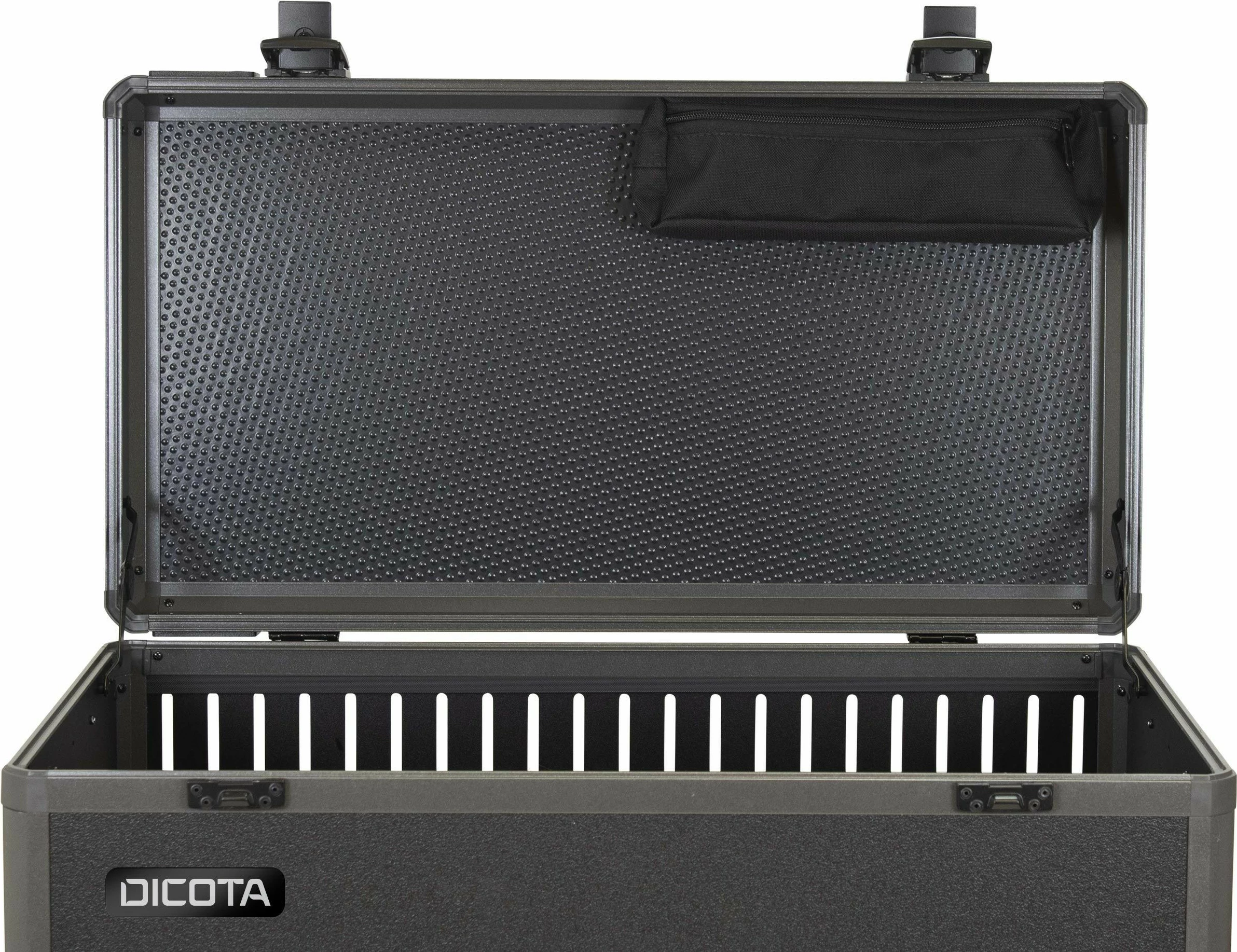 Karroca za polnjenje in upravljanje 14 prenosnikov DICOTA, aluminij, črna