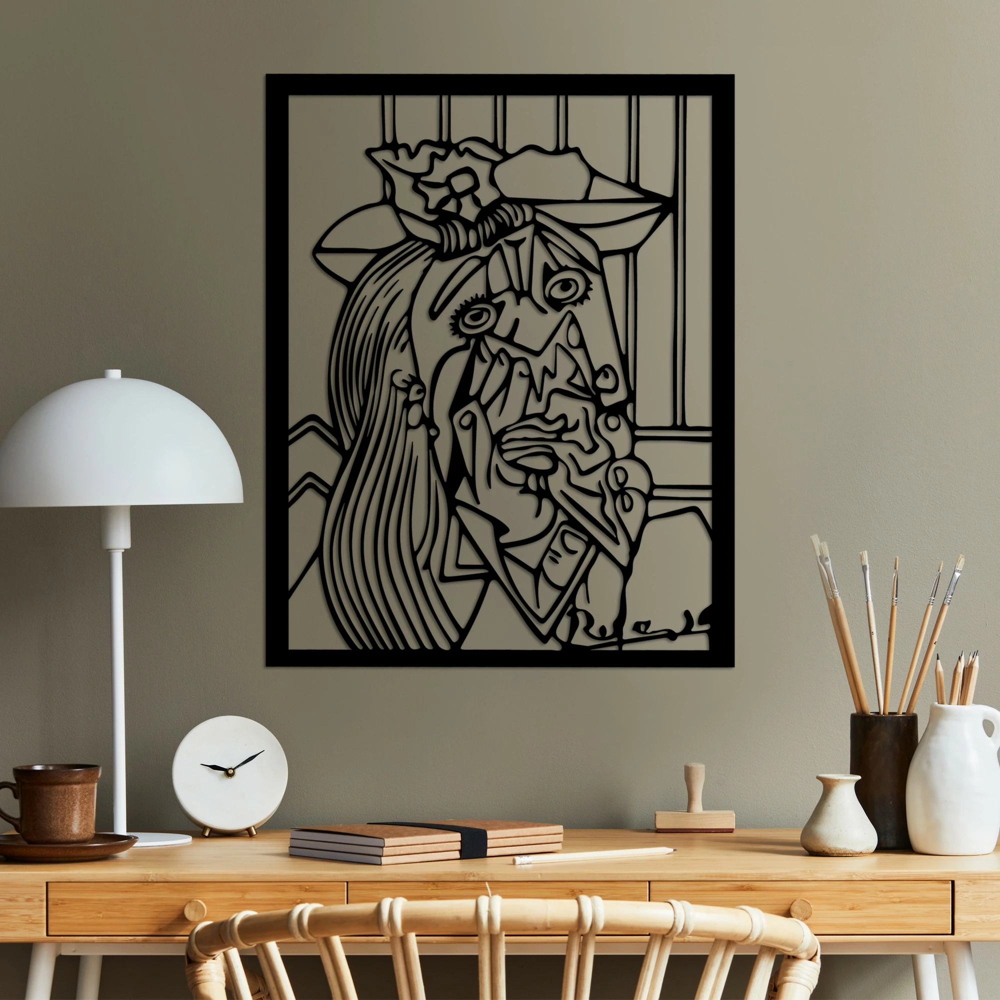 Dekorativni kovinski stenski dodatek Wallity Picasso 2, črn, 44 x 56 cm