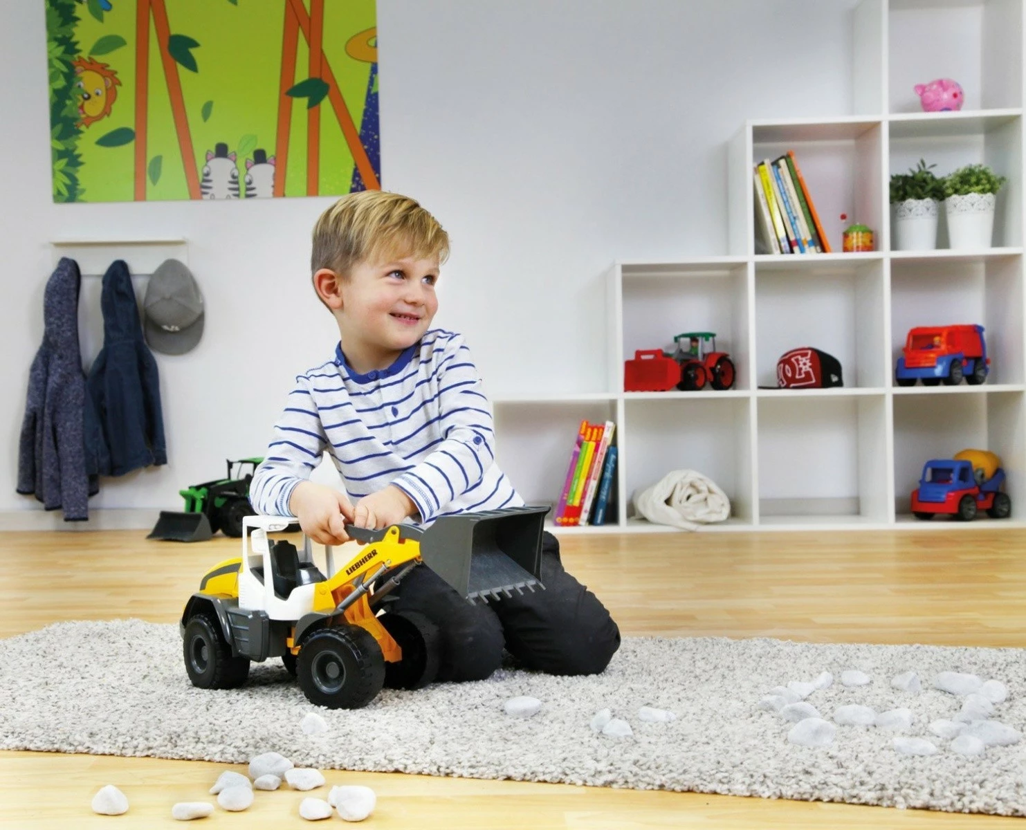 Ekskavator igrača Lena Worxx Liebherr L 538, plastičen, 48 cm, rumena/siva/bela