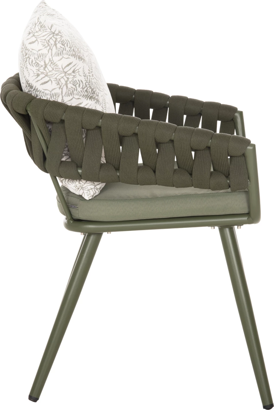 Aluminijasti naslanjač CAMDEN FH6141.09 z blazino z vzorcem - temno olivna 56x60x72-87Hcm