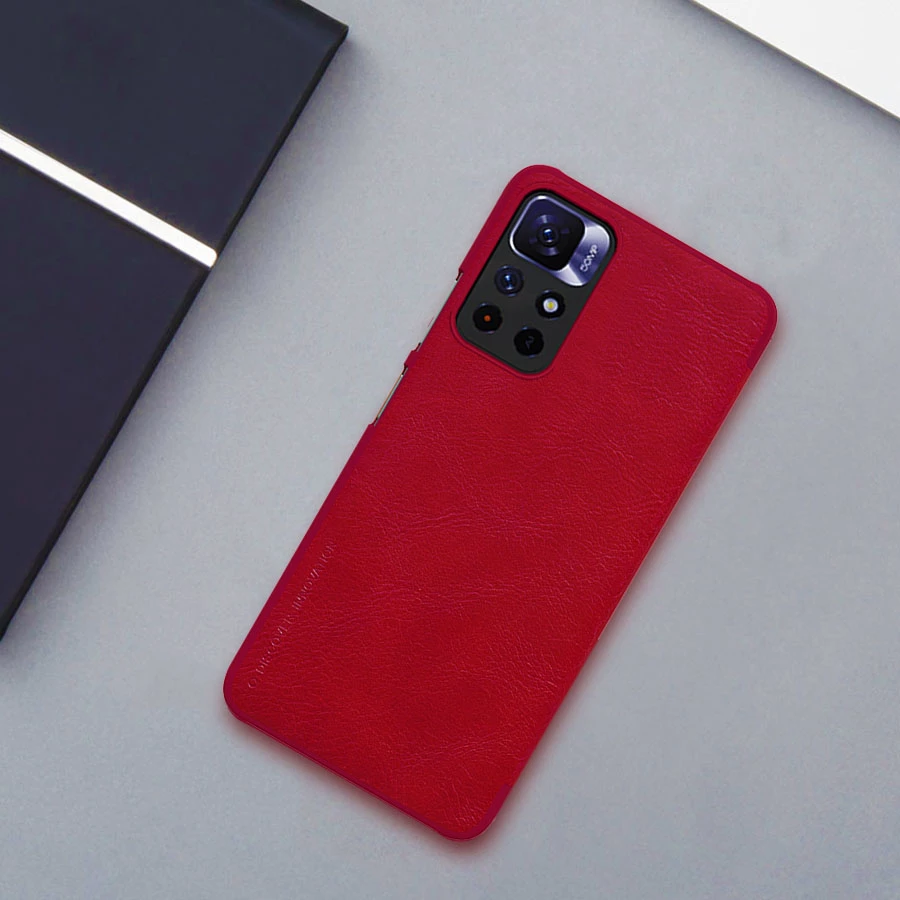 Ovitek za telefon Nillkin Qin Case za Xiaomi Redmi Note 11T 5G / Note 11S 5G / Note 11 5G (China) / Poco M4 Pro 5G, rjav