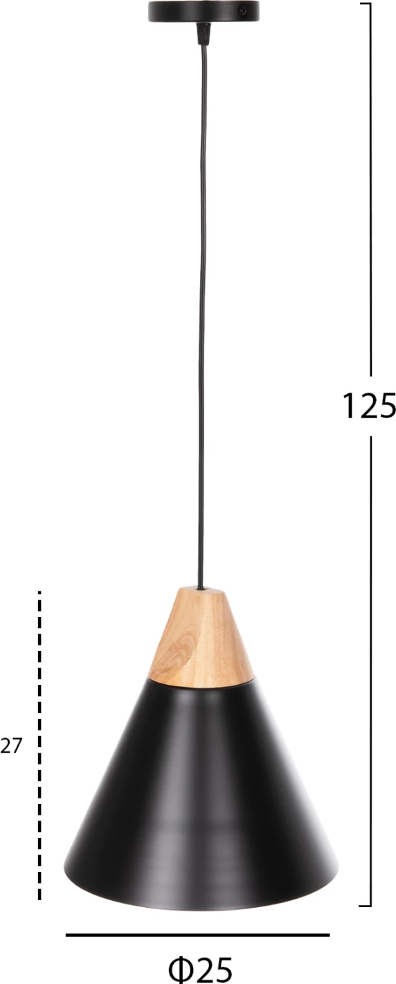 Stropna viseča svetilka FH4143 črna kovinska kapica Φ25x125Hcm