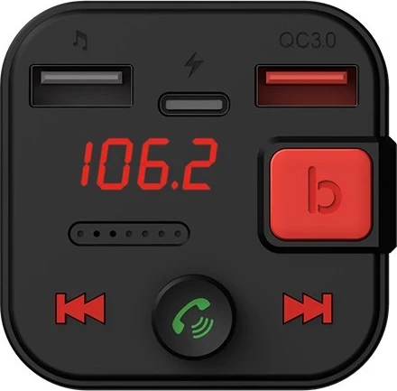 FM oddajnik z Bass Boost, Bluetooth 5.3, QC 3.0, LED zaslon, SAVIO TR-15, črn