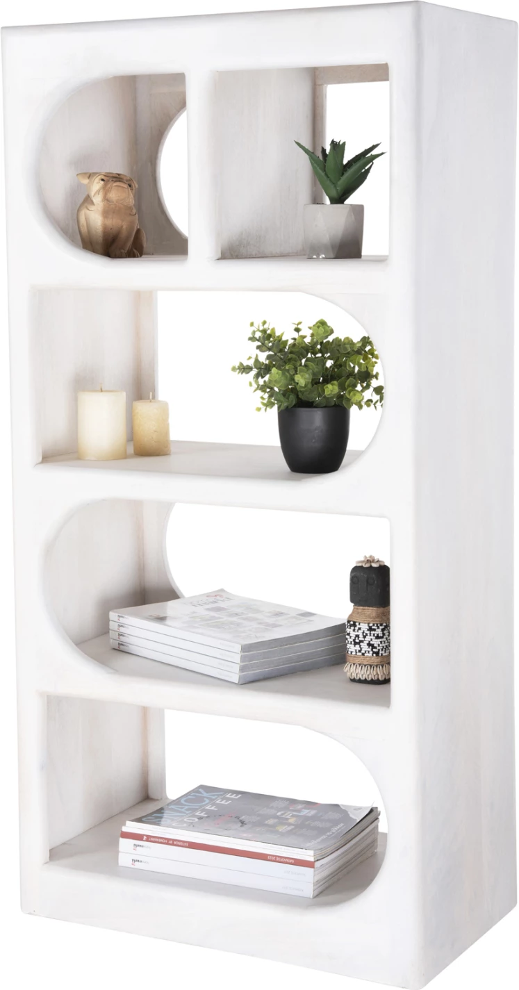 Visoka omara HANDYR FH9706 iz masivnega mangovega lesa v beli barvi 60x35x120Hcm