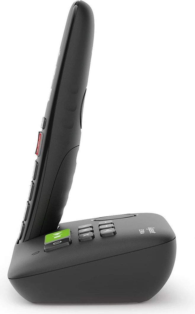 Brezžični analog/DECT telefon z zvočnikom in avtomatskim odgovor. Gigaset E290A, črn