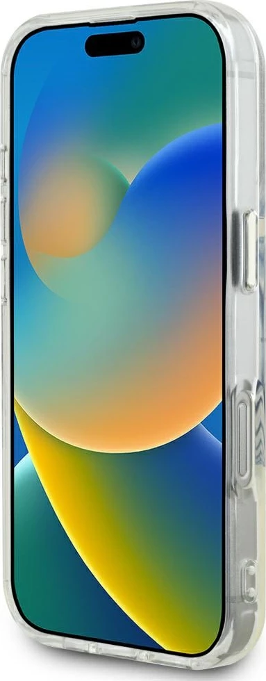 Zaščitni ovitek z barvnim kovinskim krogom in klasičnim logotipom Guess MagSafe za iPhone 16 Pro Max, roza