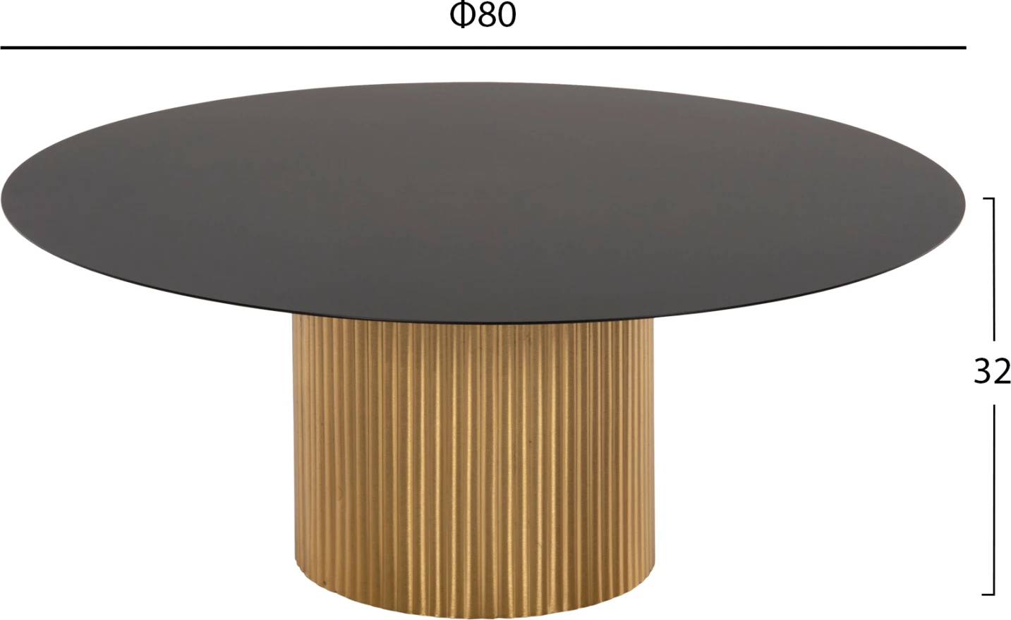 Klubska miza CLAD FH9674 kovinska v zlati in črni barvi s premerom Φ80x32H cm