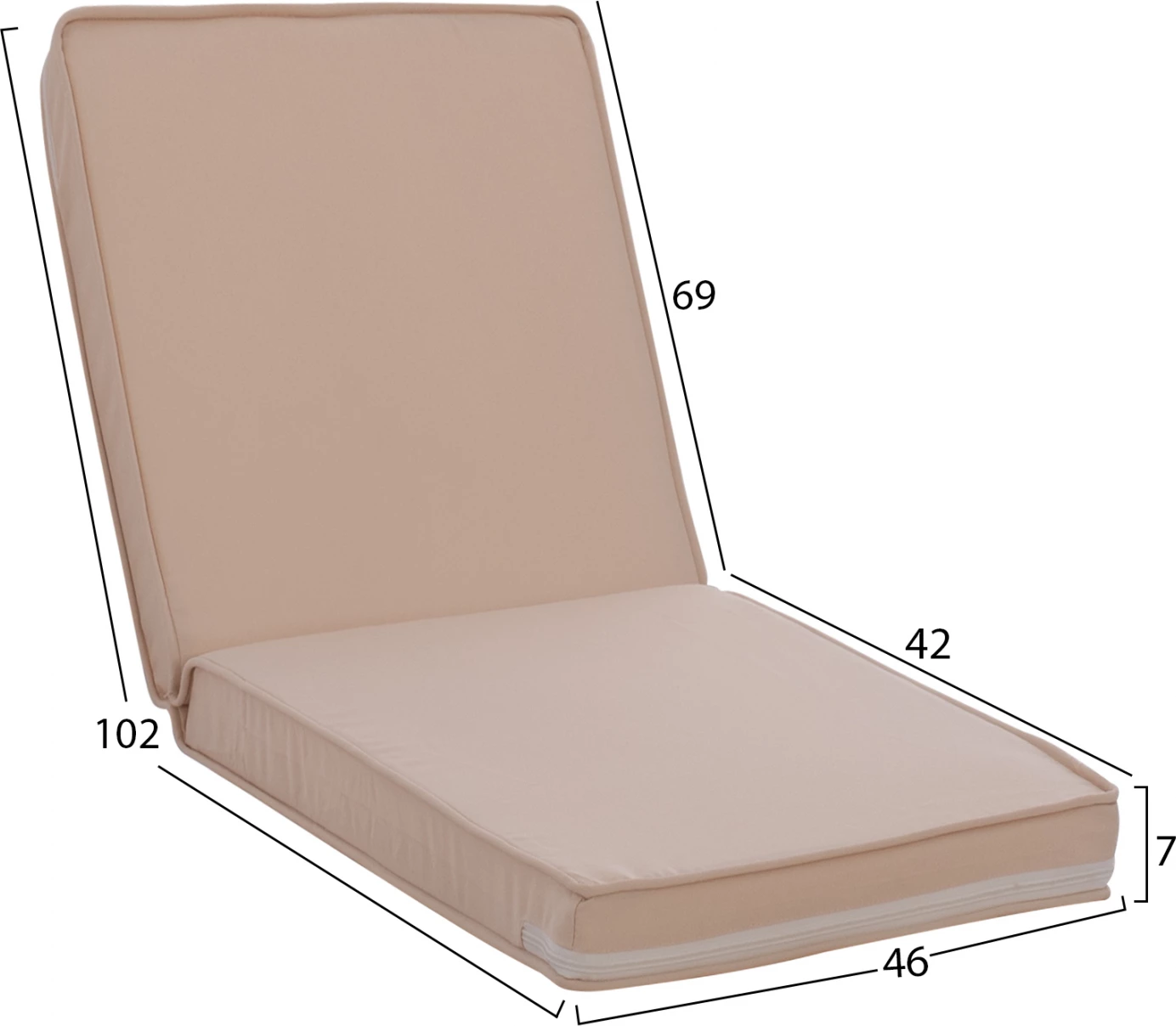 Blazina za stol z naslonom iz poliestra Chios bež FH11238.01P 117(45+72)x45x5cm