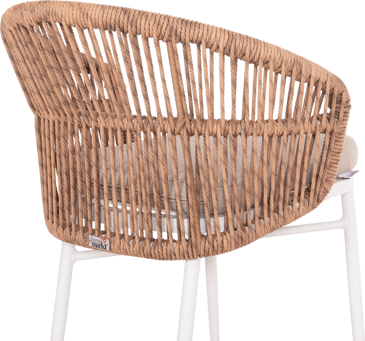 Aluminijast stol ALABAMA FH6265.02, bel - P.E. ratan naraven - bež blazina 58x61x75 H cm