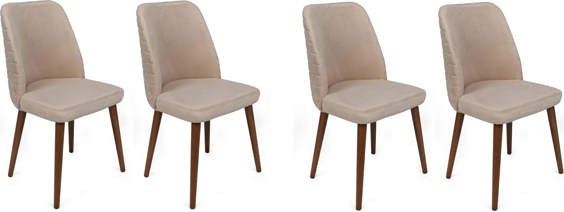 Set stolov (4 kosi), žamet, kremno in lešnik - Skye Decor Tutku-346 V4