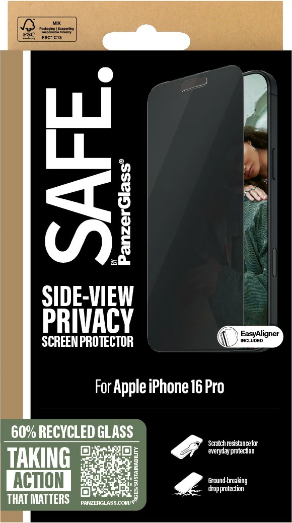 Zaščitno steklo z zasebnostjo PanzerGlass za iPhone 16 Pro, prozorno
