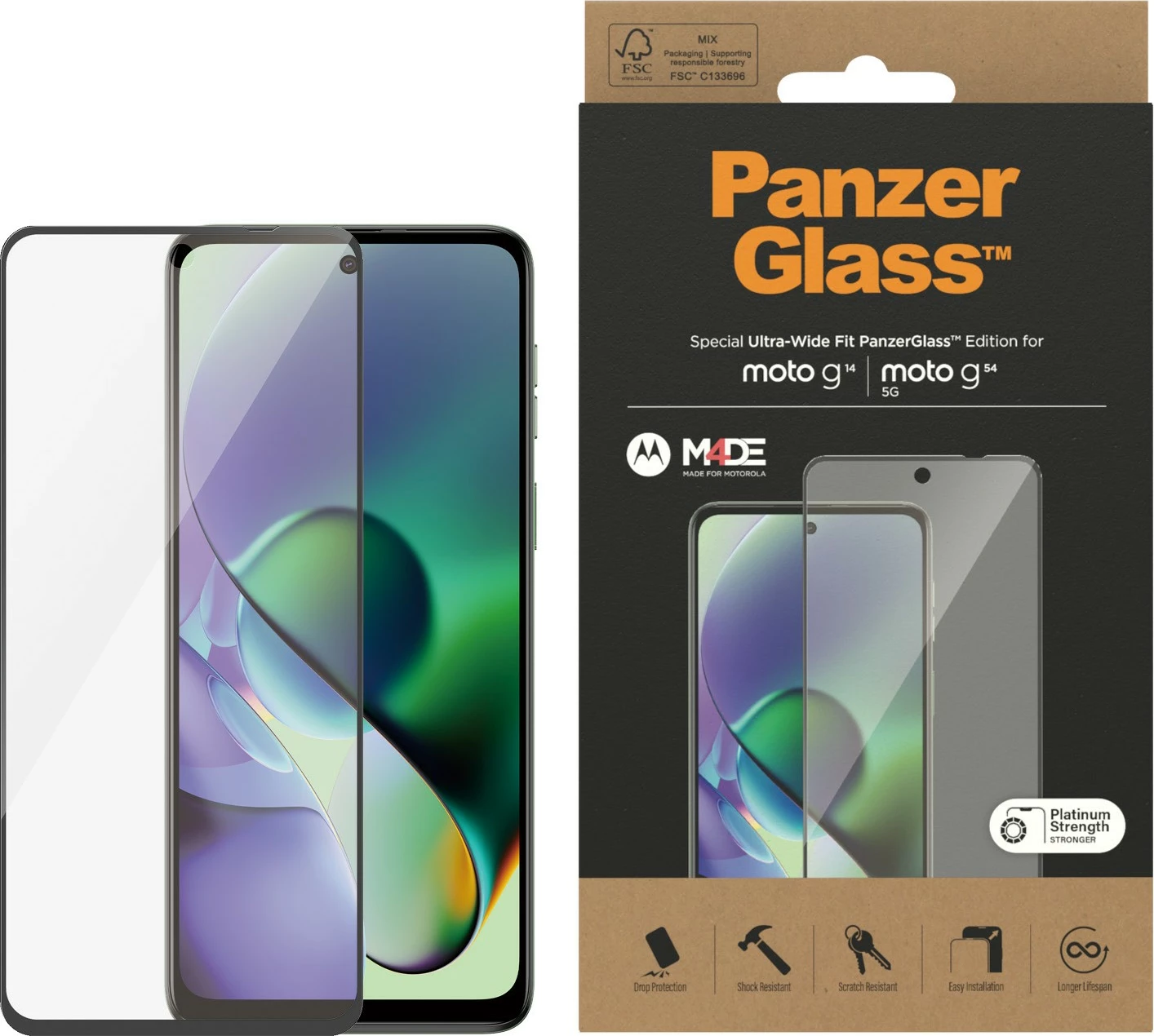 Mrežna zaščita zaslona PanzerGlass za Motorola G14/G54 5G/UWF