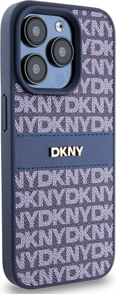 Ovitek DKNY Mono Stripe & Metal Logo za iPhone 15 Pro, modra