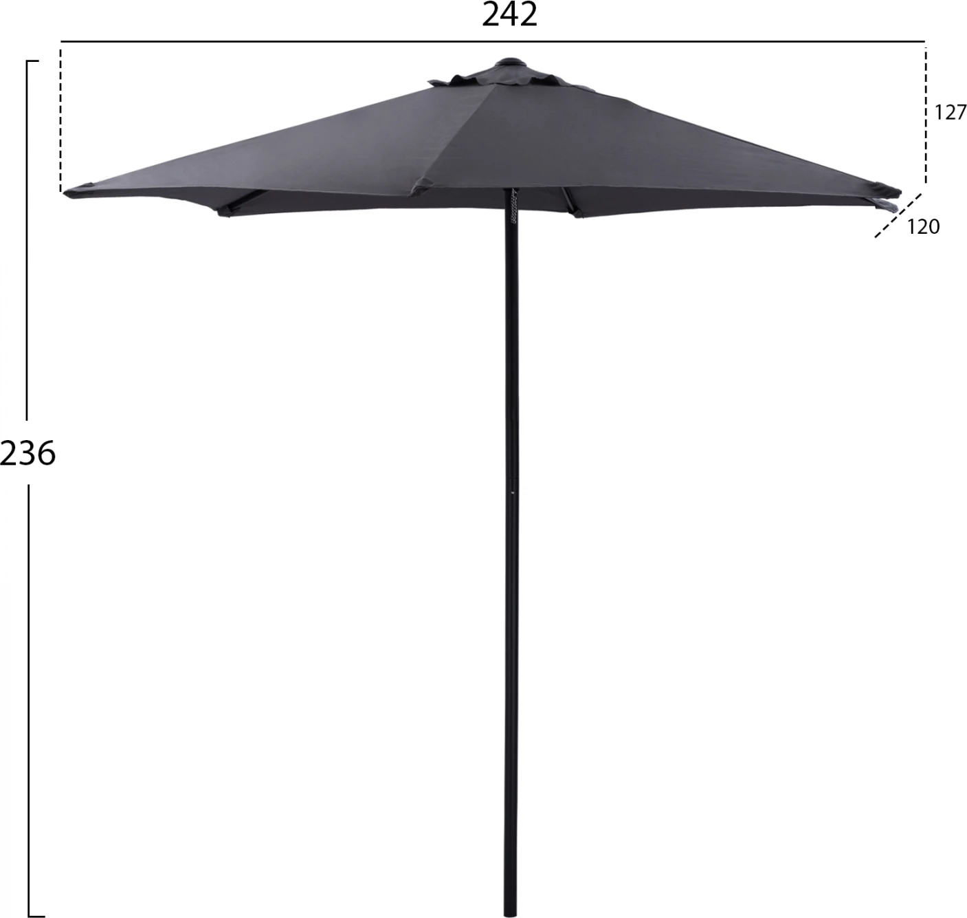 Aluminijasti dežnik 2.50M s 6 kraki sivo platno FH6030.10