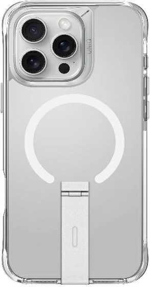Ovitek za telefon UNIQ Eleva s stojalom Vertica za iPhone 16 Pro, prozoren