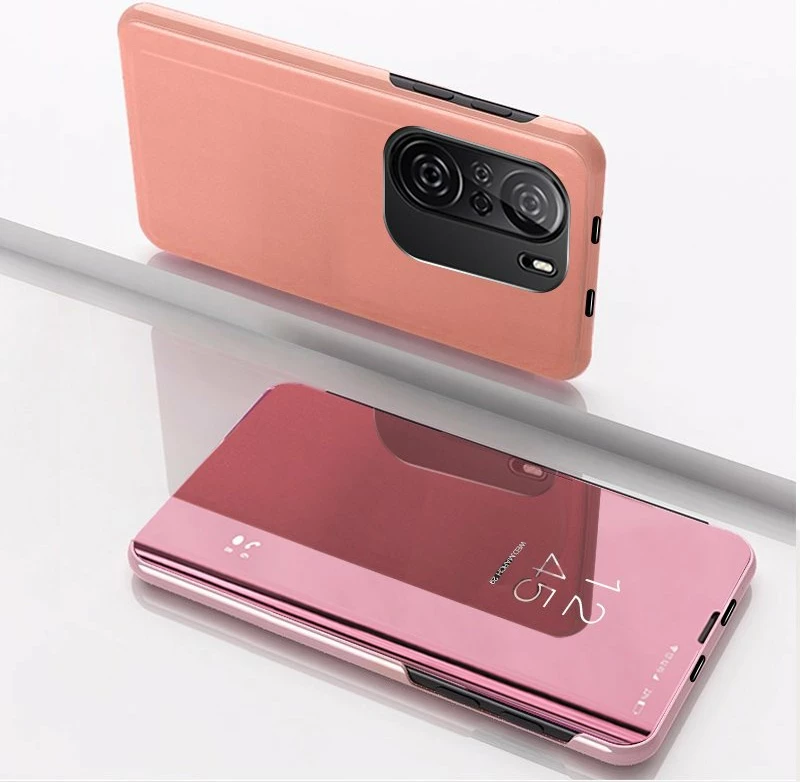 Zaščitni ovitek Clear View Hurtel za Xiaomi Redmi K40 Pro+/K40 Pro/K40/Poco F3, rožnat