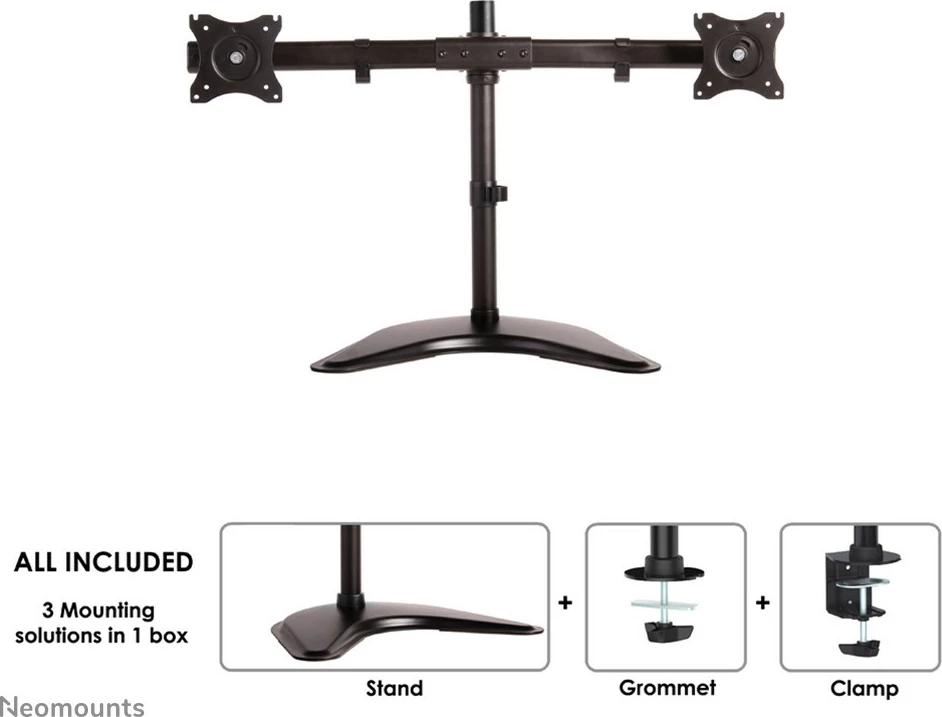 Nosilec za dva monitorja Neomounts NM-D335DBLACK, 2 zaslona, 27", črn