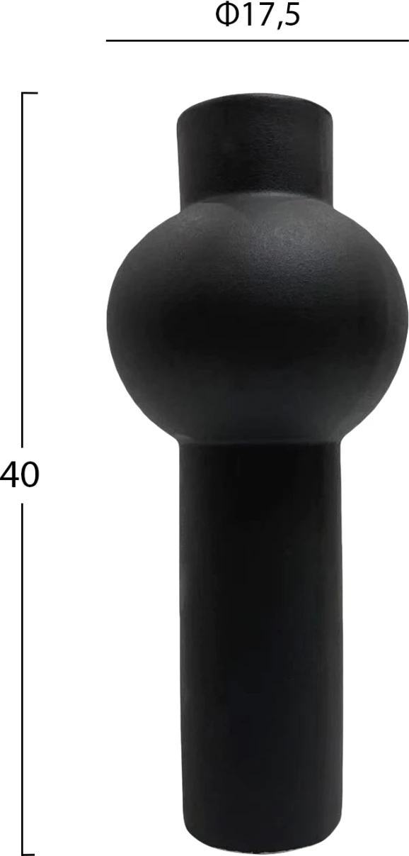 Keramična namizna dekoracija žezlo FH4604.02 mat črna Φ17.5x40Hcm