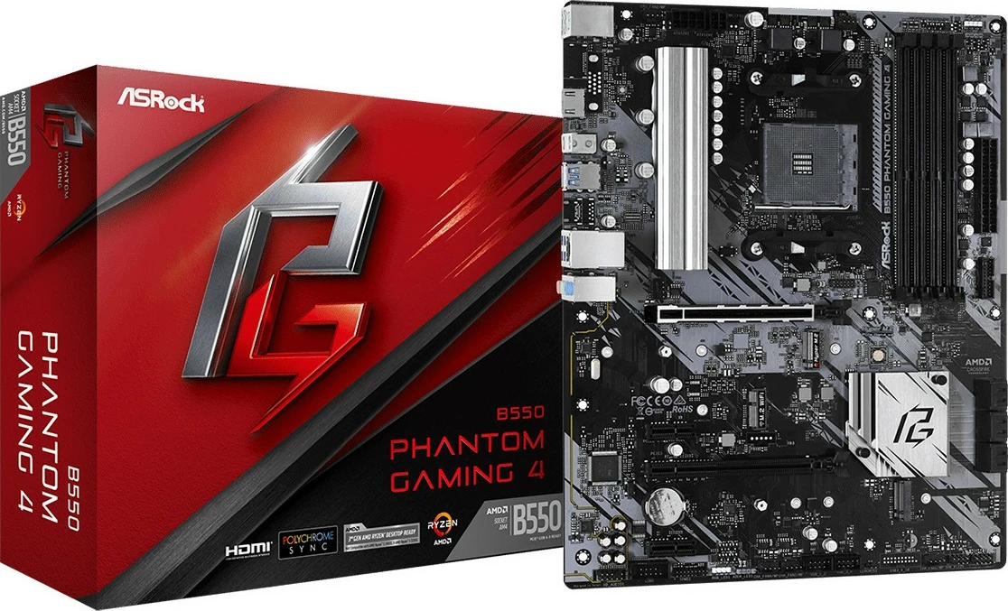 Matična plošča ASRock B550 Phantom Gaming 4, Socket AM4, DDR4, ATX, črna