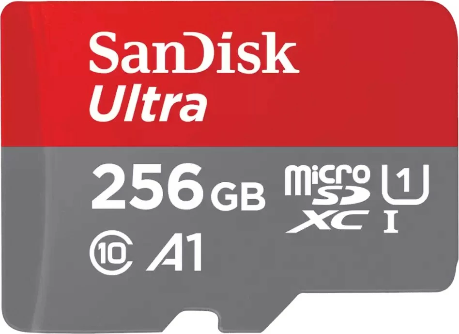 Memorijska kartica 256 GB SanDisk Ultra, MicroSDXC, Class 10, UHS-I, 150 MB/s, siva, rdeča