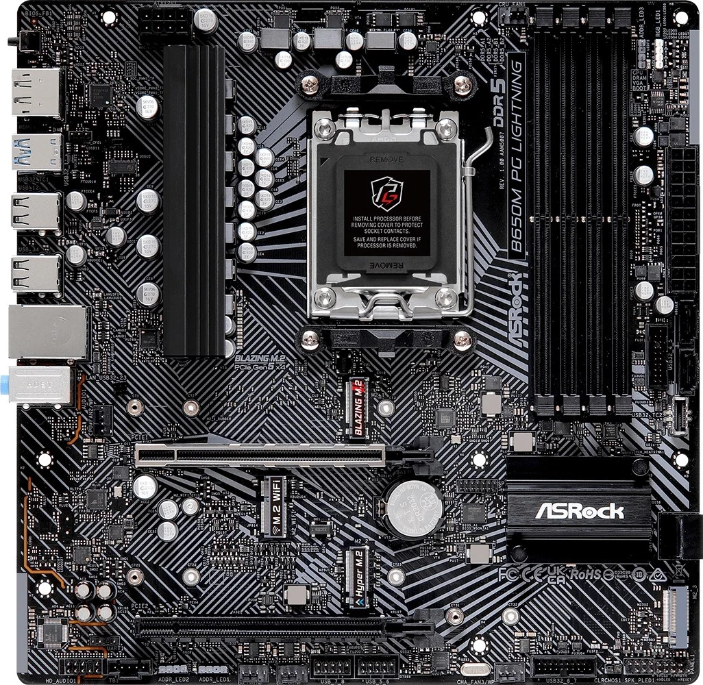 Plošča ASRock B650M PG Lightning, Socket AM5, micro ATX, črna
