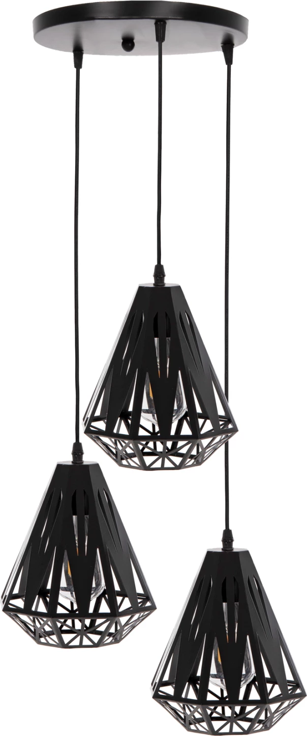 Stropna viseča svetilka FH4083 3 'lanterne' črna kovina Φ23x127Hcm