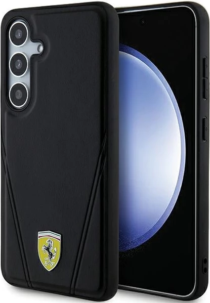 Zaščitni ovitek Ferrari Hot Stamp V Lines MagSafe za Samsung Galaxy S24+, črn