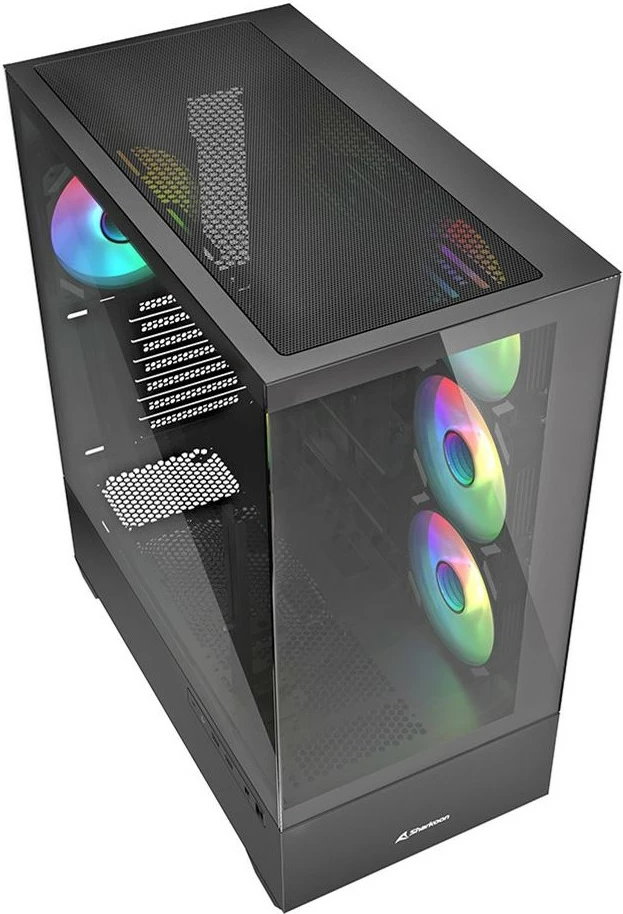 Ohišje Sharkoon AK6 RGB ATX, 1x steklo, črno