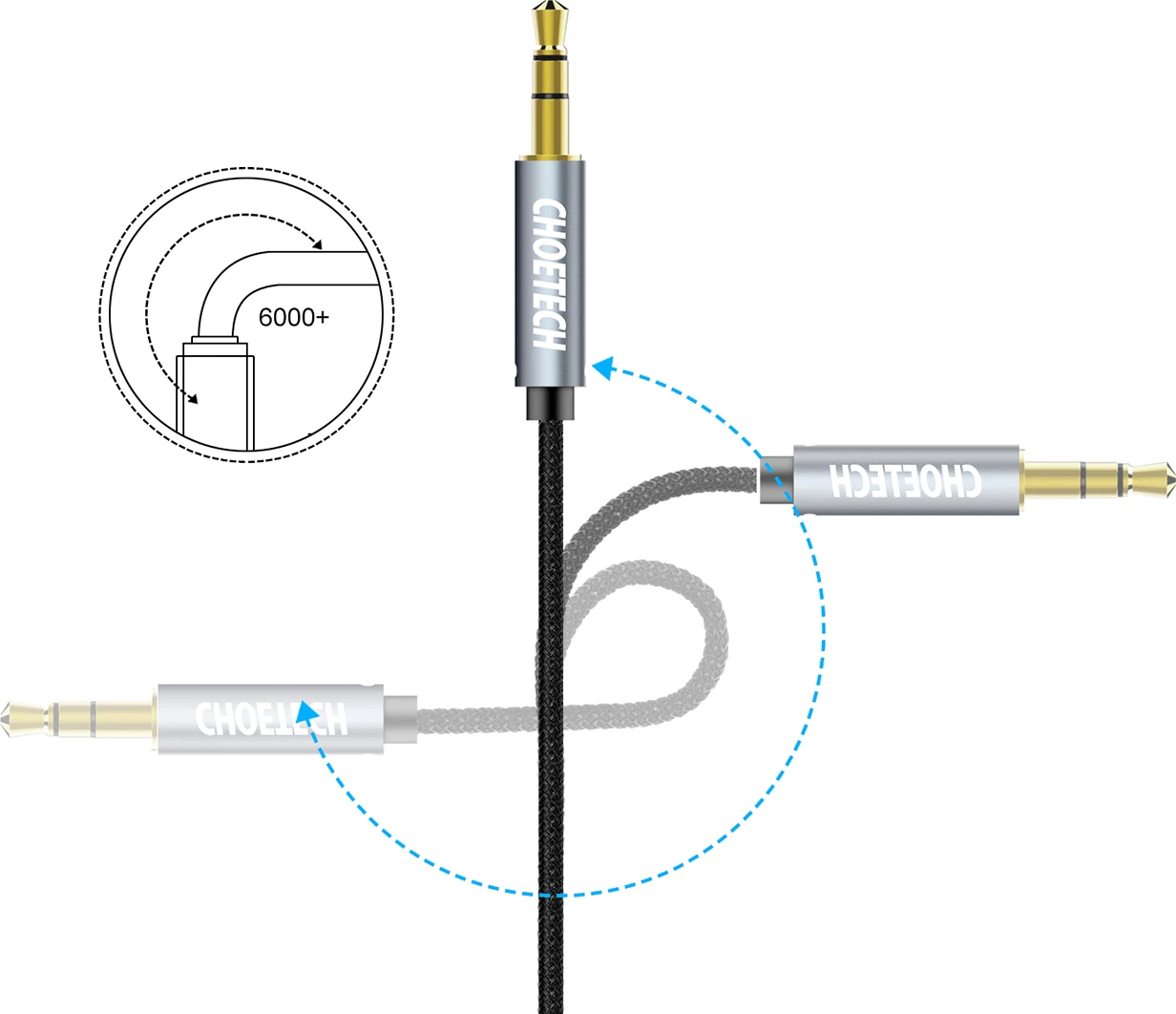 Avdio kabel Choetech AUX002, mini jack 3,5 mm (moški-moški), 1,2 m, črn