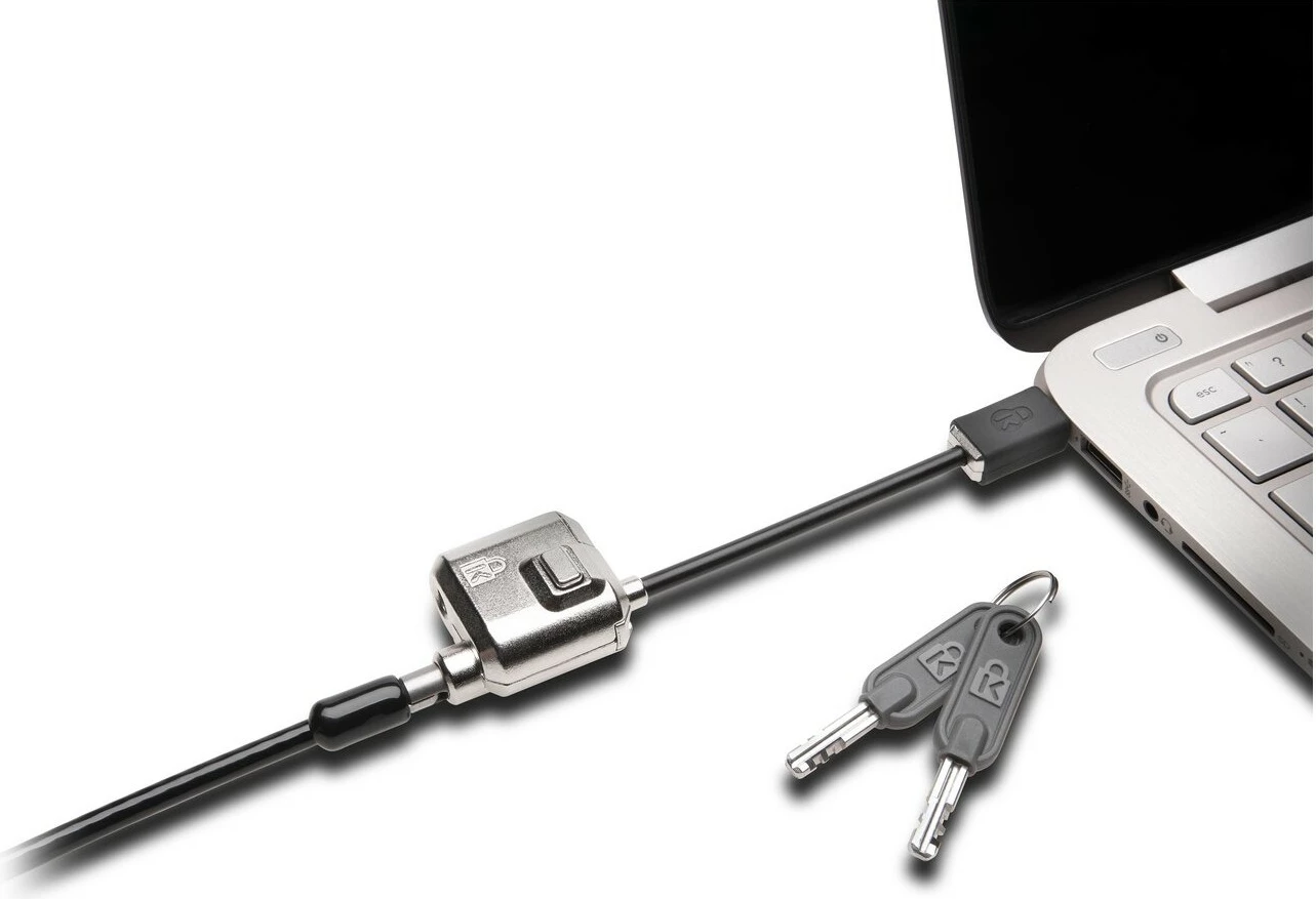 Varnostna ključavnica MiniSaver, Kensington, 1,8 m, ključ, jekleni karbon, črna