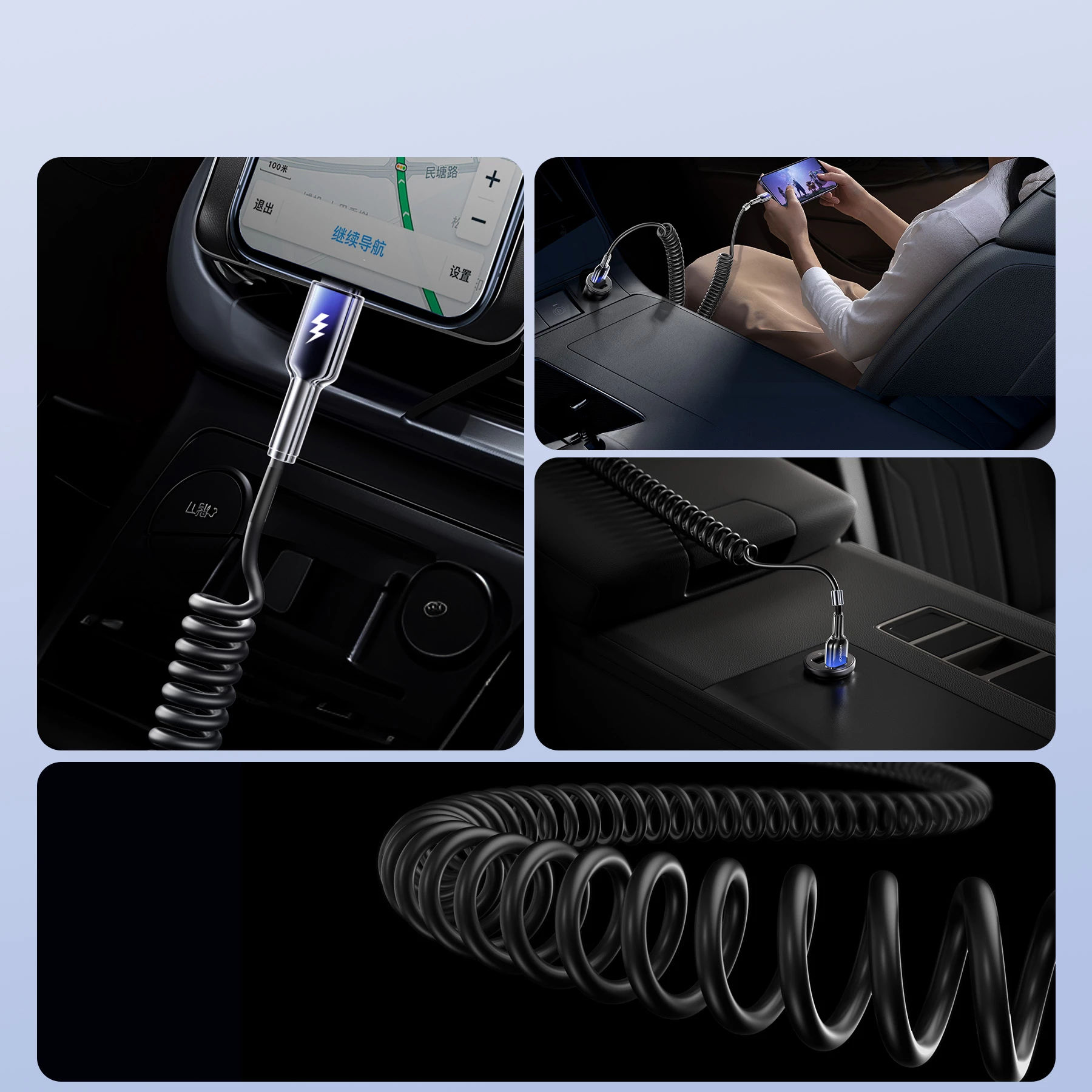 Spiralni kabel Crystal-Clear Series 1,5 m USB-A na Lightning, 3A, Joyroom S-A43, črn