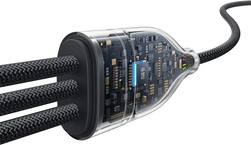 Kabel za hitro polnjenje Baseus Flash Series Type-C na C+C+C, 480 Mbps, 1,5 m, črn
